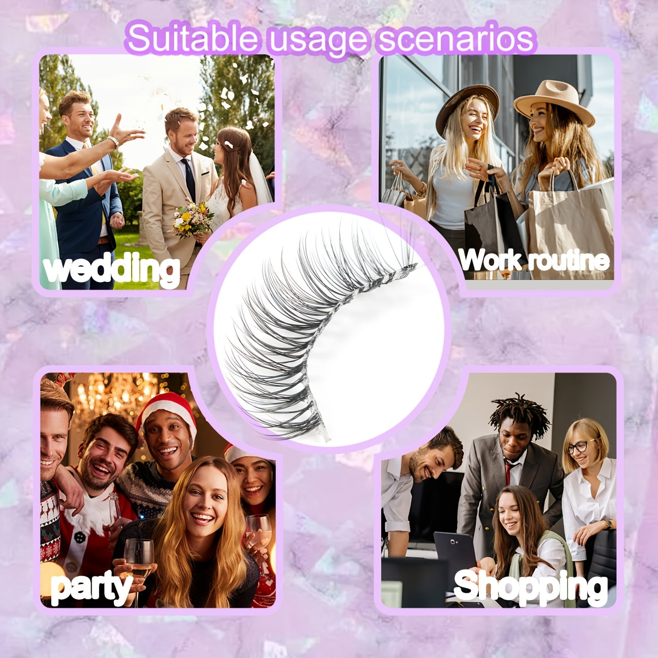 10 Pairs 3D Doll Natural Fluffy Cross Eyelashes, Hypoallergenic B C D Curl, 6-9mm & 13-15mm Length, Transparent Stem, Invisible Extension for Enhanced Eyes, Daily Light Makeup BHZD-006D-3