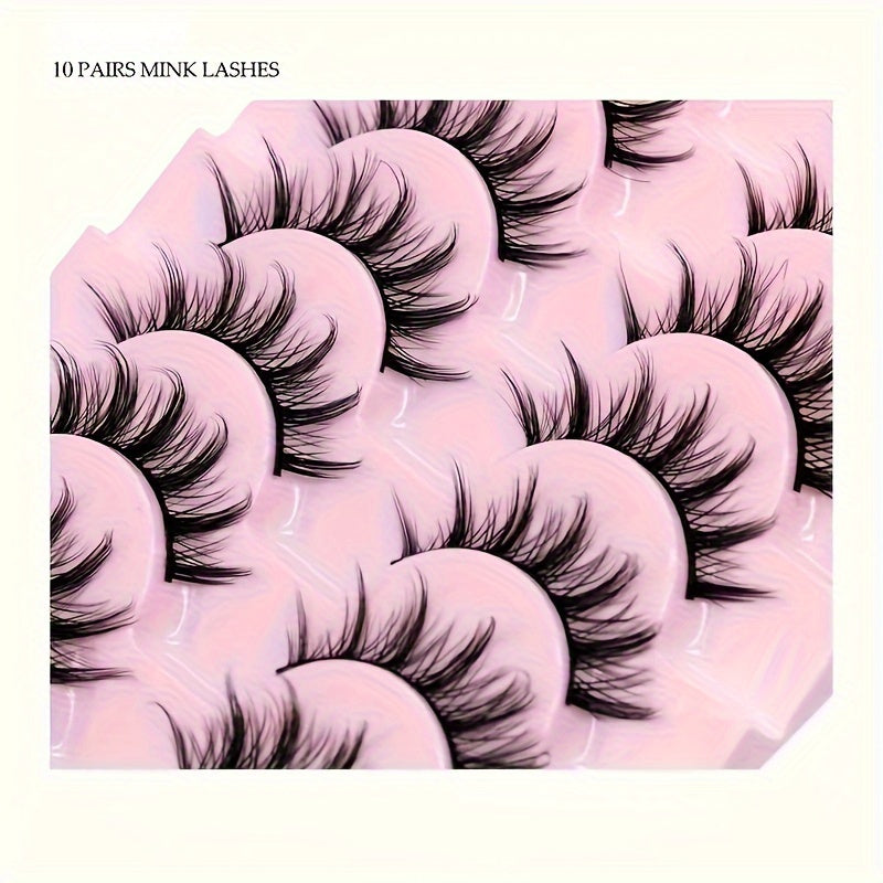 10 Pairs Anime Cosplay False Eyelashes Set, C Curl, 0.03mm-0.05mm Thickness, 10-15mm Length, Natural & Extra Thick Style, Reusable, Beginner Friendly, Multi-Pair Pack