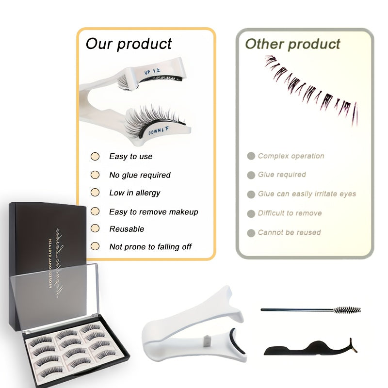 [Trendy Magnetic Eyelashes] FNACCSS 6 Pairs Magnetic Eyelashes Kit - 3D Reusable False Eyelashes with Lash Curler, Brush & Tweezers, No Glue Needed, Beginner-Friendly for Natural Daily & Party Looks, Self-Adhesive with Applicator