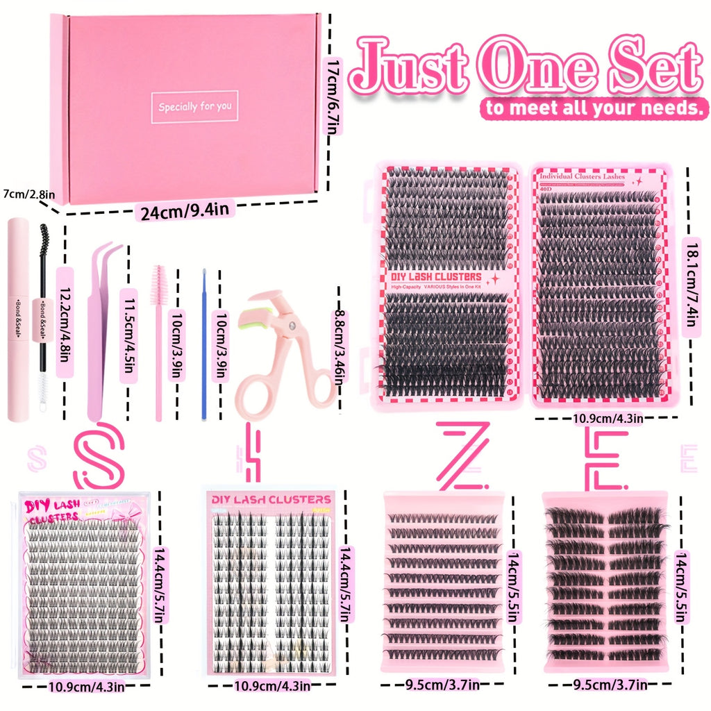 15pcs Set Mixed Length 9-16mm/D Curl/DIY Eyelash Extension/Individual Eyelashes Kit/30D40D50D80D/Fish tail Eyelash/Anime Eyelash/with Glue tool/Natural/Exten Thick/Ultra soft/Reusable/Wedding/Music Festival/Thanksgiving Day And daily use/Gift Set