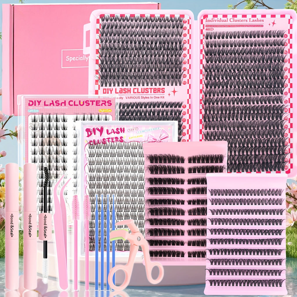 15pcs Set Mixed Length 9-16mm/D Curl/DIY Eyelash Extension/Individual Eyelashes Kit/30D40D50D80D/Fish tail Eyelash/Anime Eyelash/with Glue tool/Natural/Exten Thick/Ultra soft/Reusable/Wedding/Music Festival/Thanksgiving Day And daily use/Gift Set