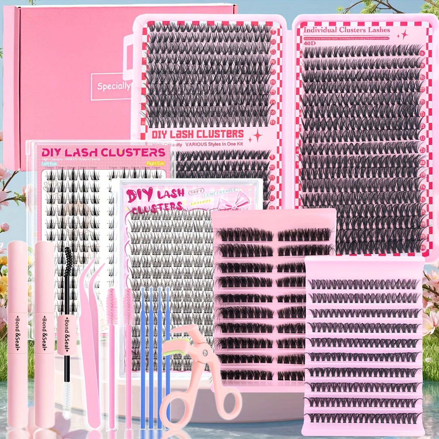 15pcs Set Mixed Length 9-16mm/D Curl/DIY Eyelash Extension/Individual Eyelashes Kit/30D40D50D80D/Fish tail Eyelash/Anime Eyelash/with Glue tool/Natural/Exten Thick/Ultra soft/Reusable/Wedding/Music Festival/Thanksgiving Day And daily use/Gift Set