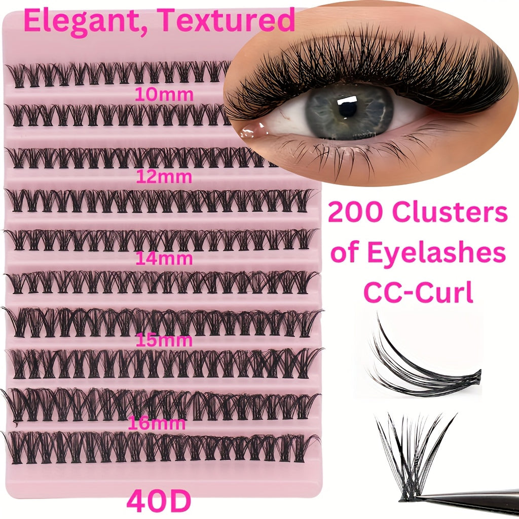 [DIY Eyelash Extension] 400/720pcs DIY Eyelash Extension Set | 9-18mm Mix 30D 40D Single Eyelash Tuft with Eyelash Bonding & Tweezers for Beginners - Exquisite Gift Set for New Year Gifts, Valentine's Day Gifts
