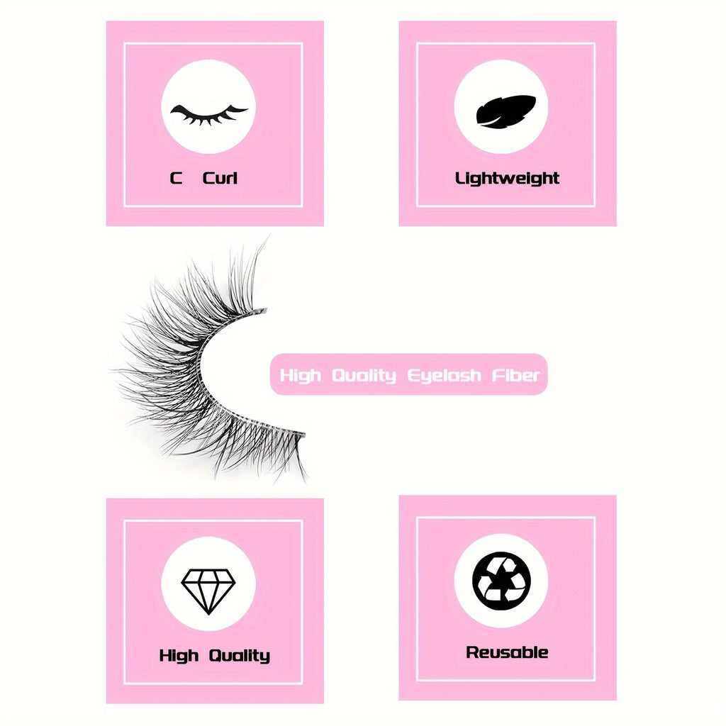 [Natural | 3D] 5 Pairs of 3D Natural False Eyelashes | Slender Imitation Mink Transparent Crossed Cat Eye Lashes Short Eyelash Pack
