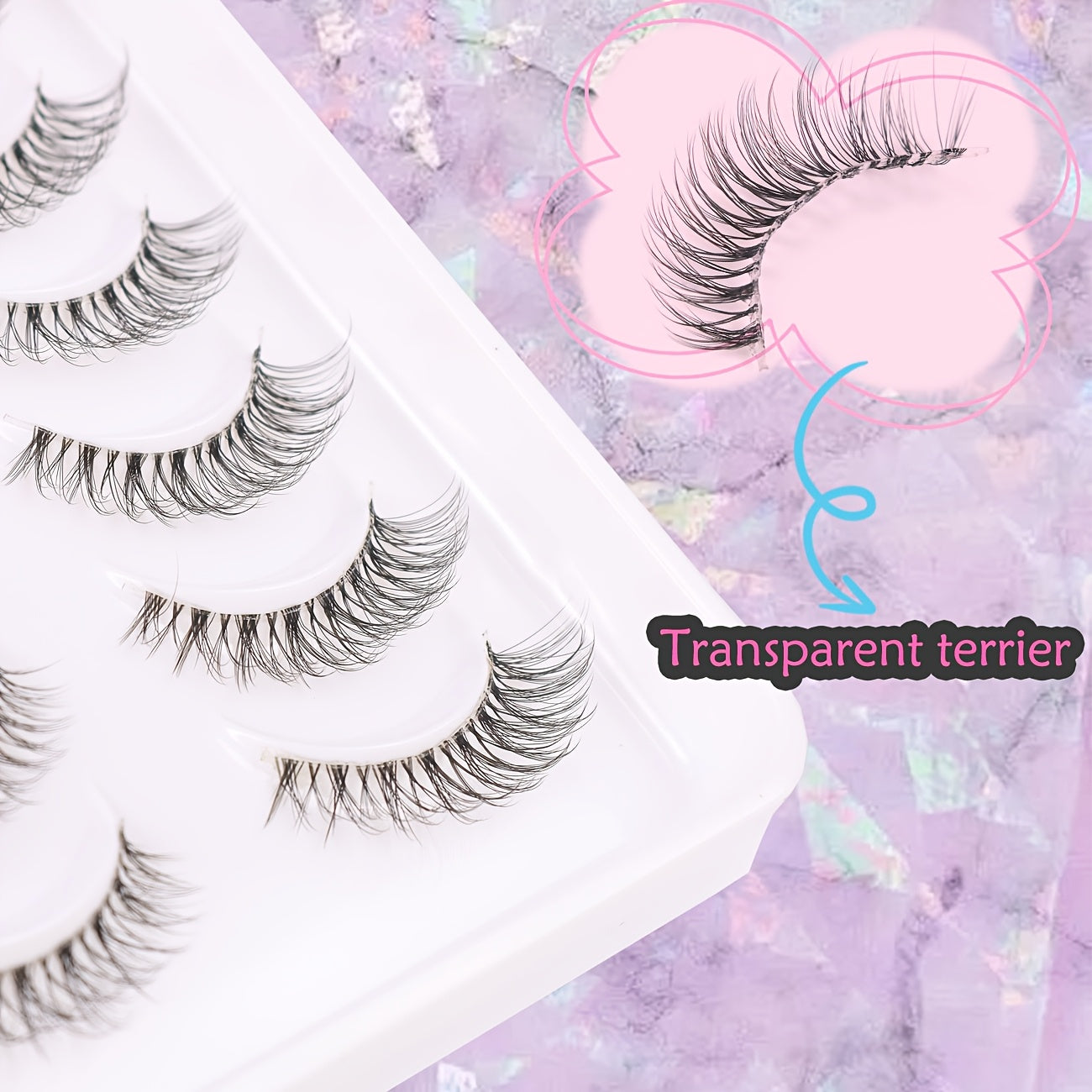 10 Pairs 3D Doll Natural Fluffy Cross Eyelashes, Hypoallergenic B C D Curl, 6-9mm & 13-15mm Length, Transparent Stem, Invisible Extension for Enhanced Eyes, Daily Light Makeup BHZD-006D-3