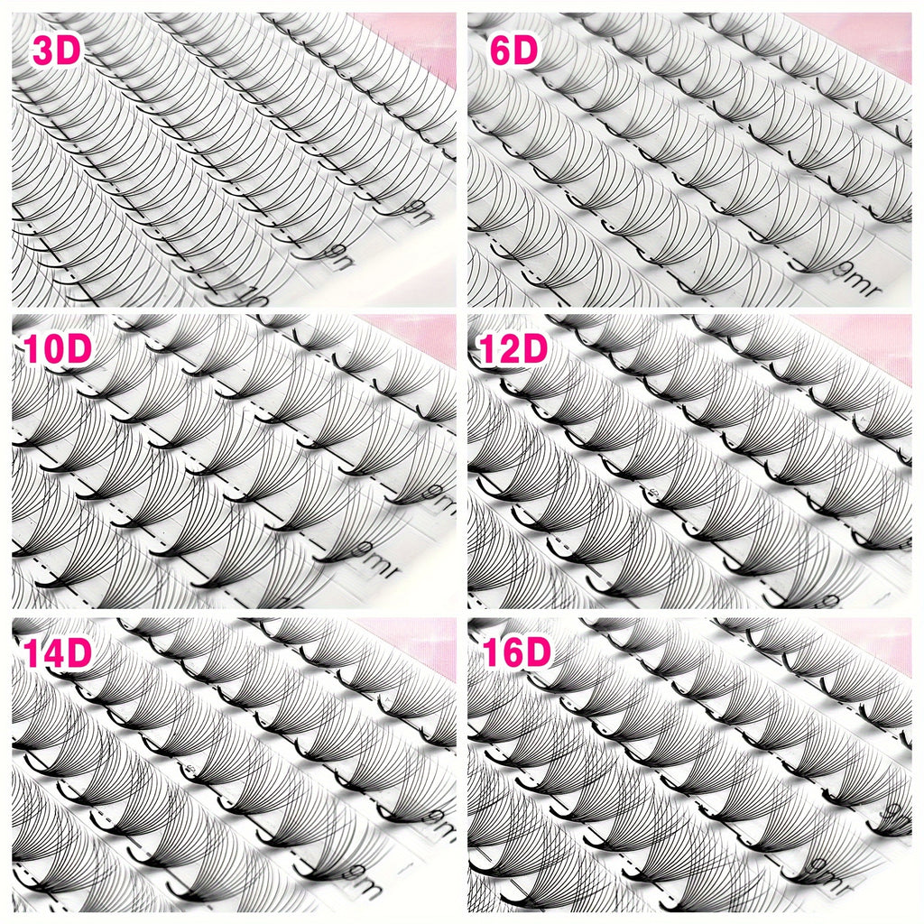 300 fan Handmade Volume Eyelashes Pointy Base 0.07mm/0.05mm 6D-16DW shape Long Lasting Soft Premade Fans Extension