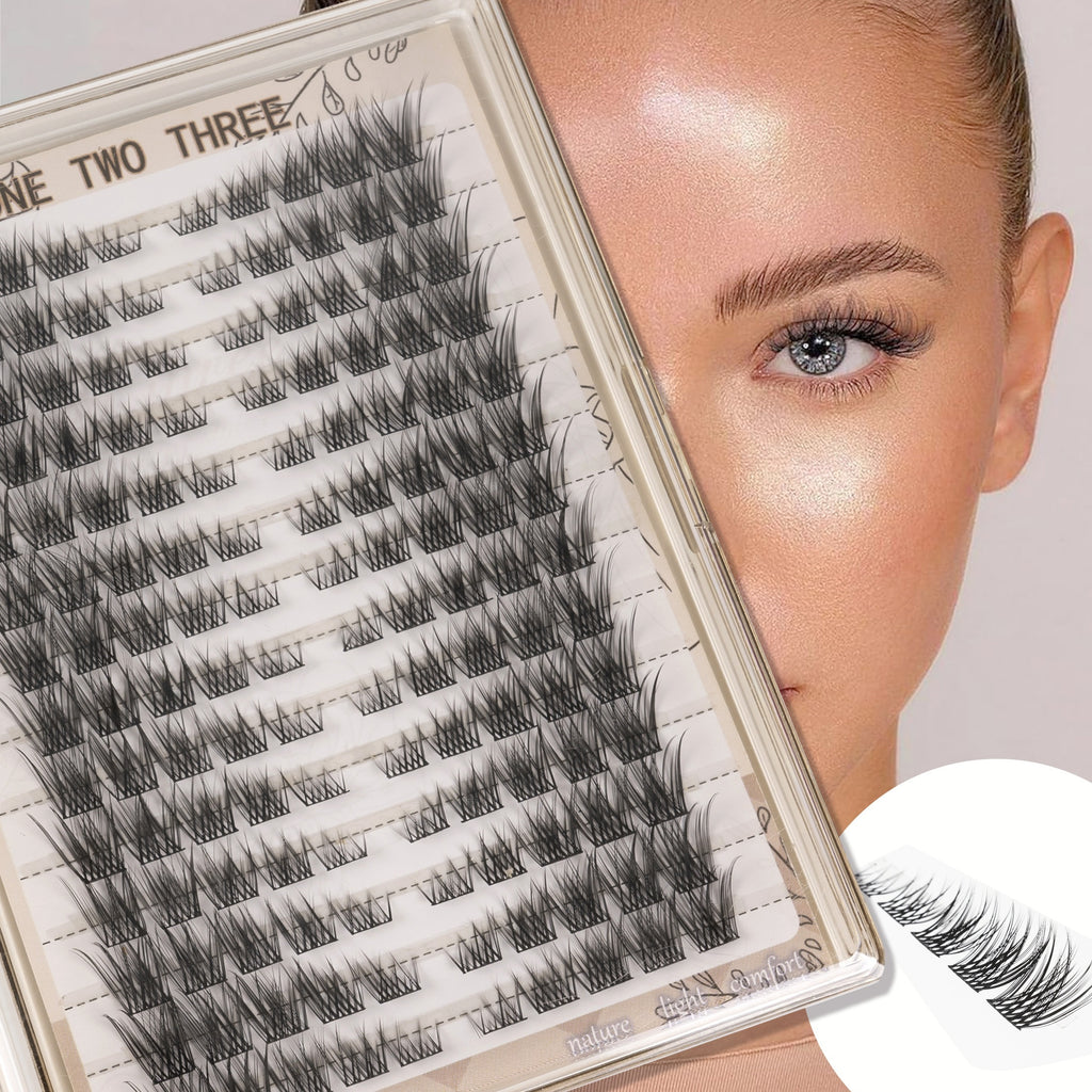 [Natural Clusters] Natural Eyelash Clusters | 140 in 14 Rows | Natural Clusters | Cat Eye Extensions | Left And Right Fox Eye Lashes