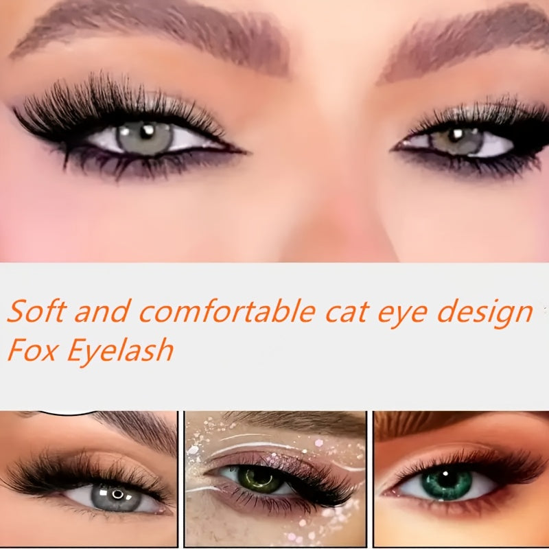 4 Boxes/20 Pairs Long 3D Fox Cat Eye False Eyelashes - Festive Gift, Slim, Thickened Tips for Dramatic Lengthening Effect - Reusable Strip Lashes for a Captivating Look, Perfect for Black Friday, Christmas, Thanksgiving, Mother's Day Parties & Events