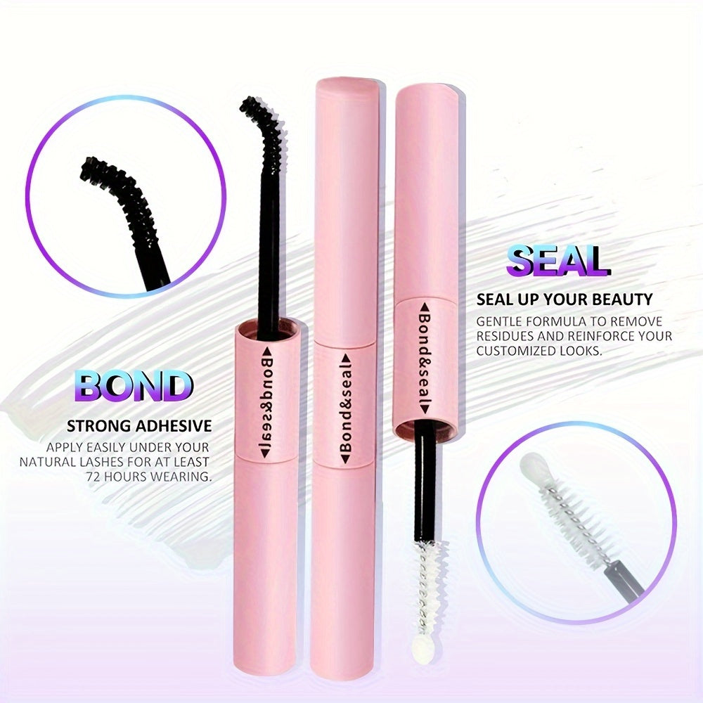 Waterproof Eyelash Extension Kit with Brush and Tweezers, Black Quick-Drying Glue, 72 Hours Hold, Comfortable Applicator Tool