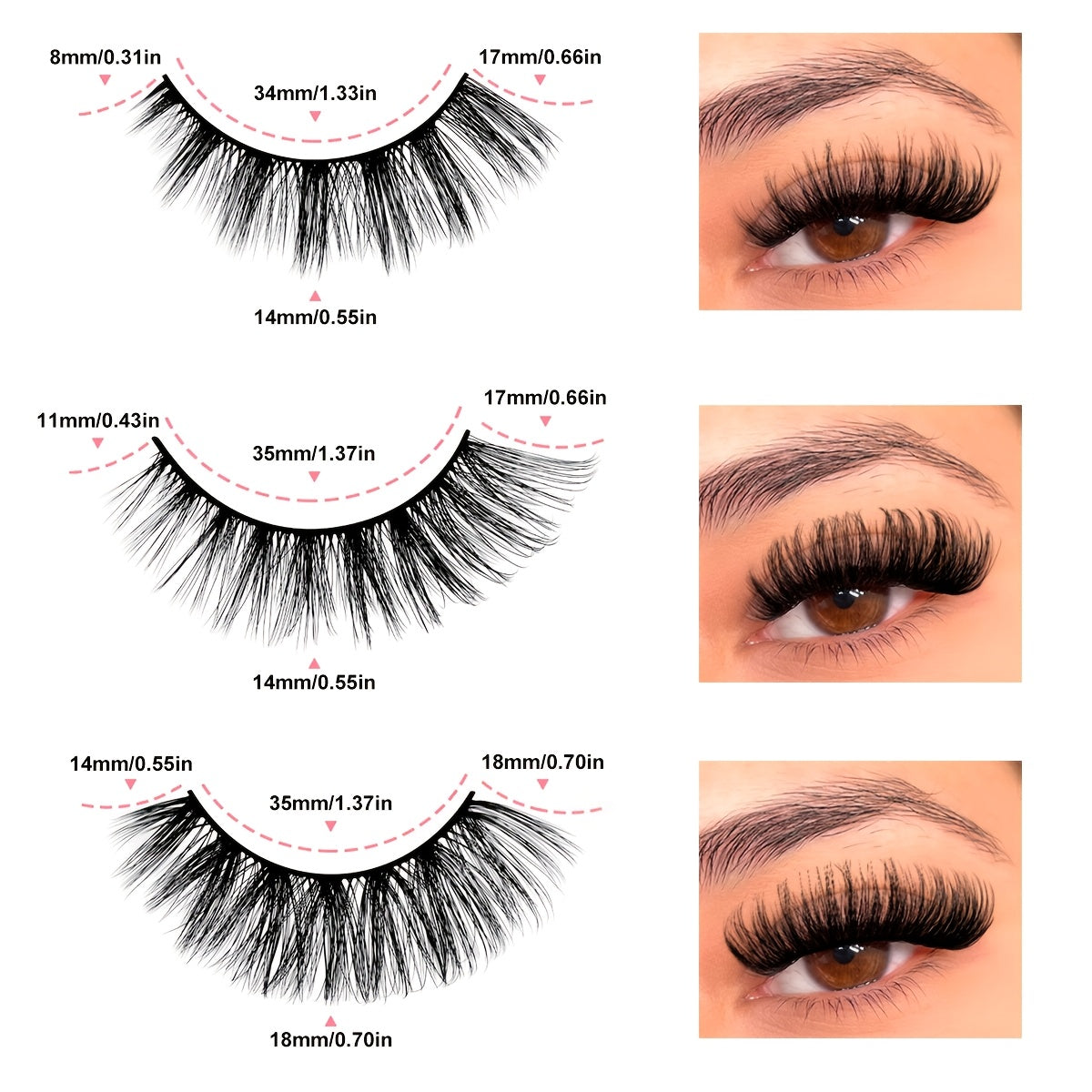 30 Pairs of Black False Eyelashes Mix 3 Styles, Thick Curly Eyelashes Cat-Eye Fluffy Lashes, For Daily & Party Makeup