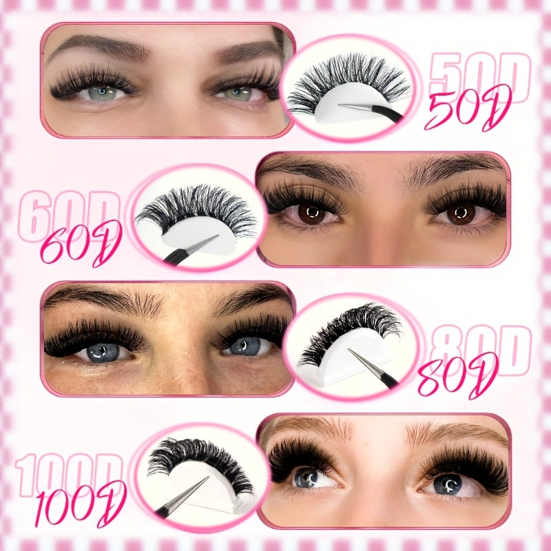 800/621/180/2pcs clustered self-grafted false eyelashes DIY kit, Wild Makeup style, mixed length 8-18mm, D curl, with false eyelash glue tweezers brush remover and grafting tool, suitable for beginners, perfect Mother's Day/Valentine's Day gift