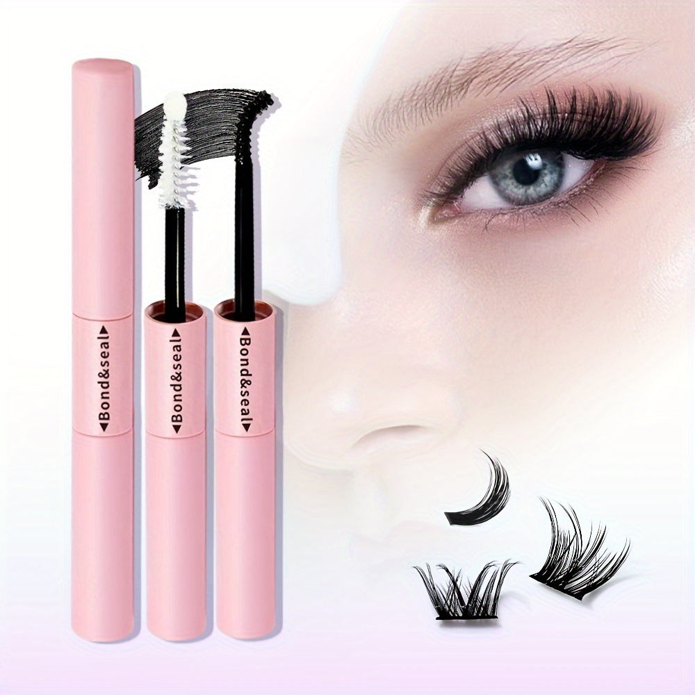Waterproof Eyelash Extension Kit with Brush and Tweezers, Black Quick-Drying Glue, 72 Hours Hold, Comfortable Applicator Tool