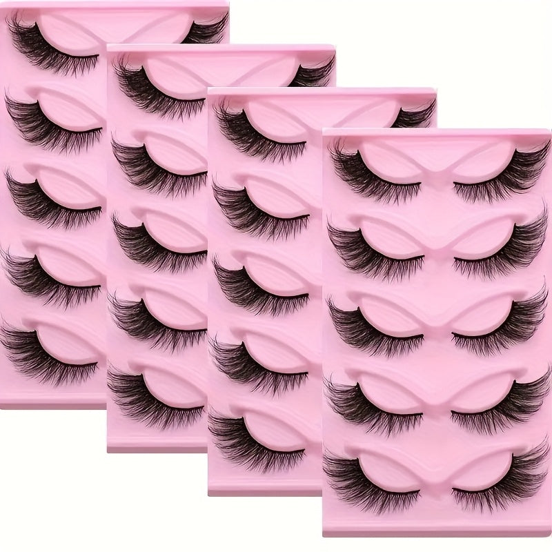 4 Boxes/20 Pairs Long 3D Fox Cat Eye False Eyelashes - Festive Gift, Slim, Thickened Tips for Dramatic Lengthening Effect - Reusable Strip Lashes for a Captivating Look, Perfect for Black Friday, Christmas, Thanksgiving, Mother's Day Parties & Events