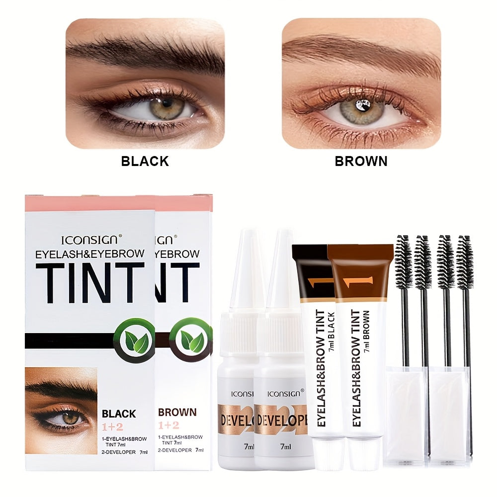 [2-in-1 Eyelash & Brow Kit] 2-in-1 Eyelash & Eyebrow Kit - 2-Pack, 3-Pack, or Single Pack | Professional Lash & Brow Color Kit | Lasting for 6 Weeks | DIY Hair Coloring for Salon & Home Use
