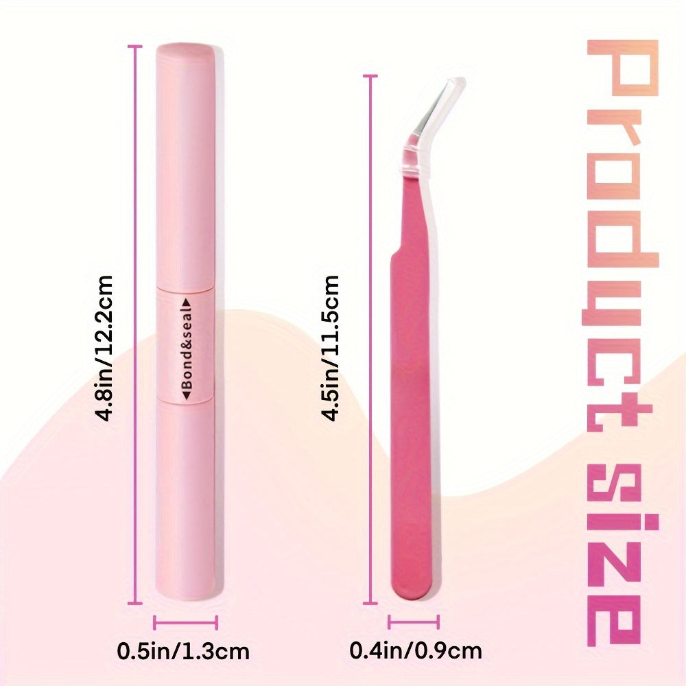 Waterproof Eyelash Extension Kit with Brush and Tweezers, Black Quick-Drying Glue, 72 Hours Hold, Comfortable Applicator Tool