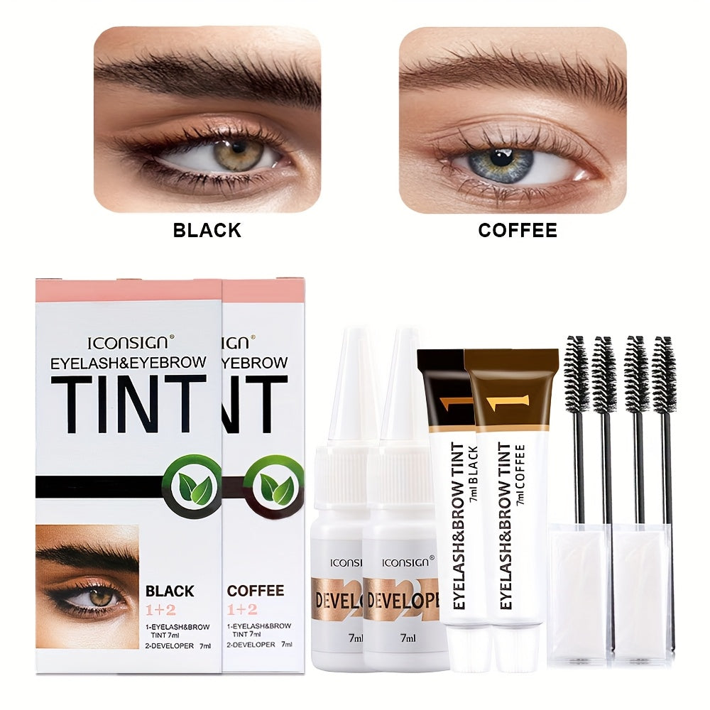 [2-in-1 Eyelash & Brow Kit] 2-in-1 Eyelash & Eyebrow Kit - 2-Pack, 3-Pack, or Single Pack | Professional Lash & Brow Color Kit | Lasting for 6 Weeks | DIY Hair Coloring for Salon & Home Use