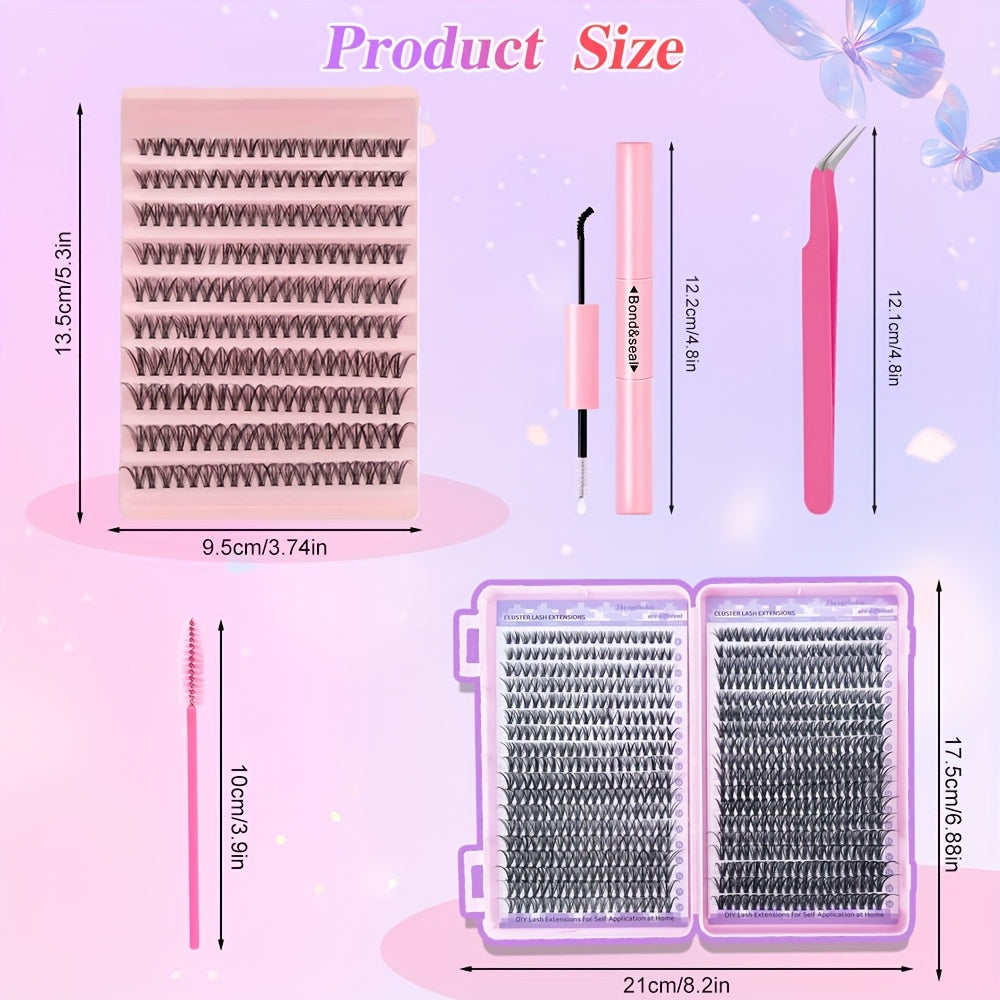 [DIY Eyelash Extension] 400/720pcs DIY Eyelash Extension Set | 9-18mm Mix 30D 40D Single Eyelash Tuft with Eyelash Bonding & Tweezers for Beginners - Exquisite Gift Set for New Year Gifts, Valentine's Day Gifts