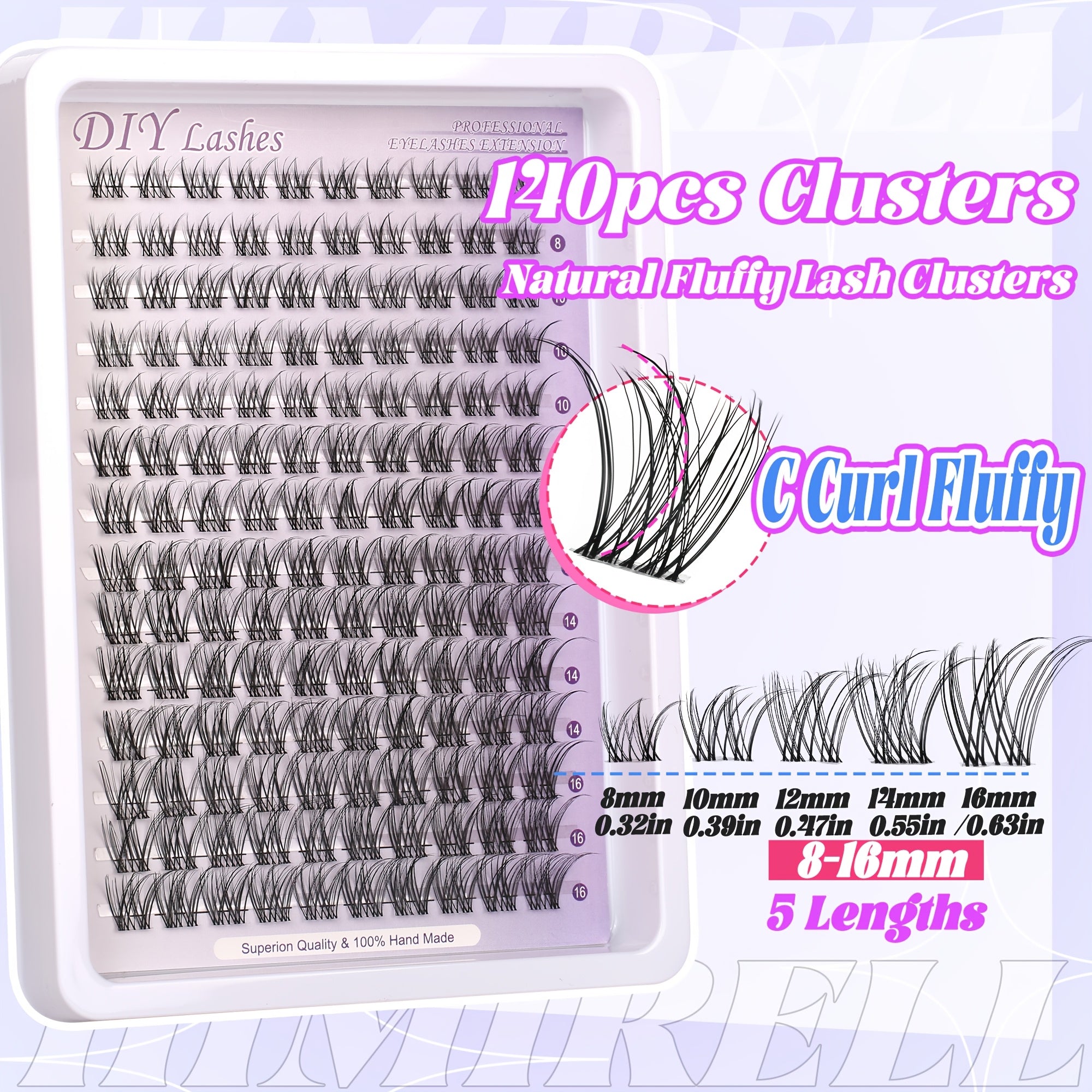 DIY Eyelash Extensions - Natural, Soft & Transparent Lashes, 8-16mm | Reusable, Beginner-Friendly | High-Quality, Hand-Made, Reusable Eyelash Extensions