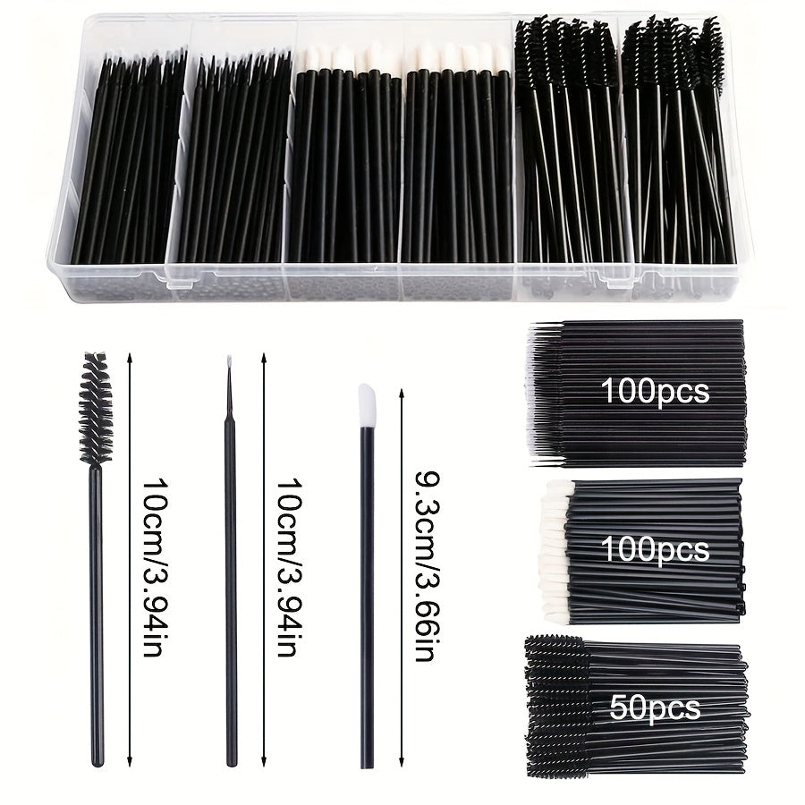 250pcs Makeup Tools Kit Eyebrow Brush Eyelash Mascara Wands Lipstick Lip Brush Disposable Eyeliner Eyeshadow Lash Extension Applicators Makeup Accessories with Organizer Container Box