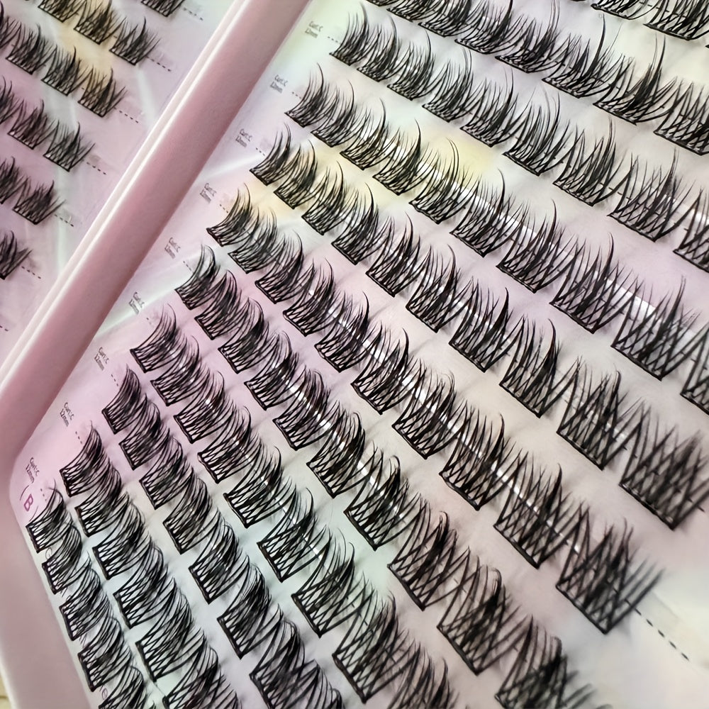 240pcs Self-Adhesive Eyelashes Book, No Glue Needed! Natural Wispy Lashes - Reusable, Lightweight, Easy to Apply for Beginners, Fluffy Anime-Style Cluster Lashes, High-Volume False Eyelash Kit, Cosmetics, Premium Gift Packaging