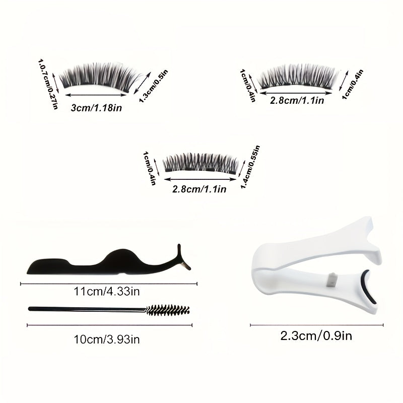 [Trendy Magnetic Eyelashes] FNACCSS 6 Pairs Magnetic Eyelashes Kit - 3D Reusable False Eyelashes with Lash Curler, Brush & Tweezers, No Glue Needed, Beginner-Friendly for Natural Daily & Party Looks, Self-Adhesive with Applicator