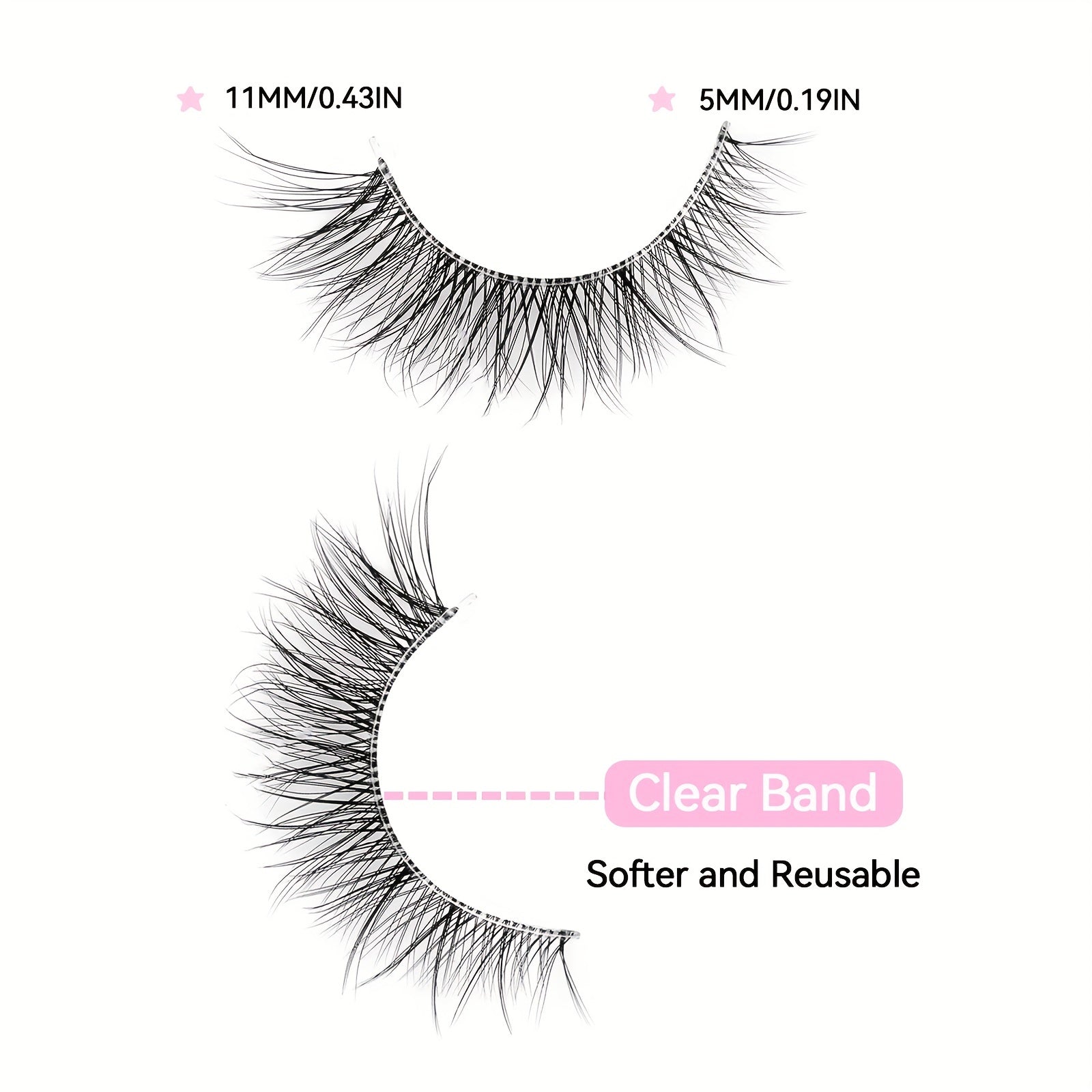 [Natural | 3D] 5 Pairs of 3D Natural False Eyelashes | Slender Imitation Mink Transparent Crossed Cat Eye Lashes Short Eyelash Pack